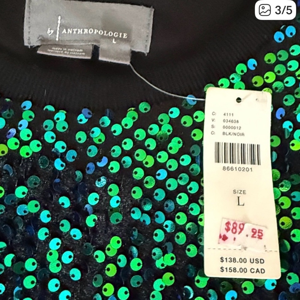 Anthropologie Black and Blue Sequin Sweater - Picture 7 of 9